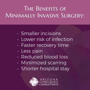 Benefits of Minimally Invasive Surgery Bulleted List - Arizona Gynecology Consultants