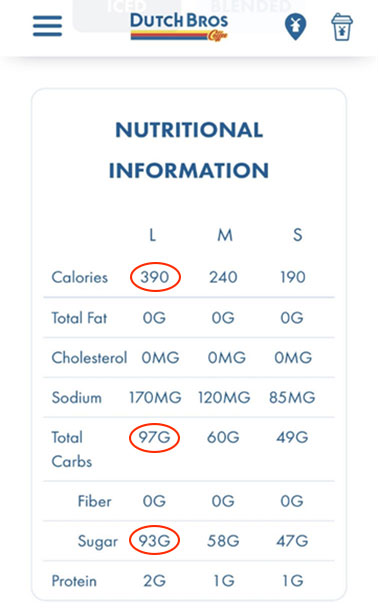 iced energy nutrition info 